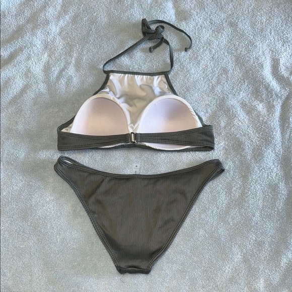 Olive Green Halter Bikini Set - Picture 3 of 4